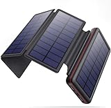 iPosible Solar Powerbank 26800mAh,Power Bank mit 4 Faltbar Externes Solarpanel Solarladegeräte 2...
