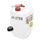 plasteo® 10 Liter Getränke- Wasserkanister Natur mit Hahn und Schraubdeckel | BPA Frei |...