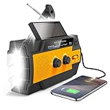 Greadio Solarradio, Kurbelradio,AM/FM-Radio Wiederaufladbares Dynamo 4000 mAh Radio mit Heller...