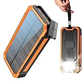 Solar Powerbank 20000 mAh, PD20W Wasserdichtes Solar Ladegerät USB C Externer Akku Solarladegeräte...